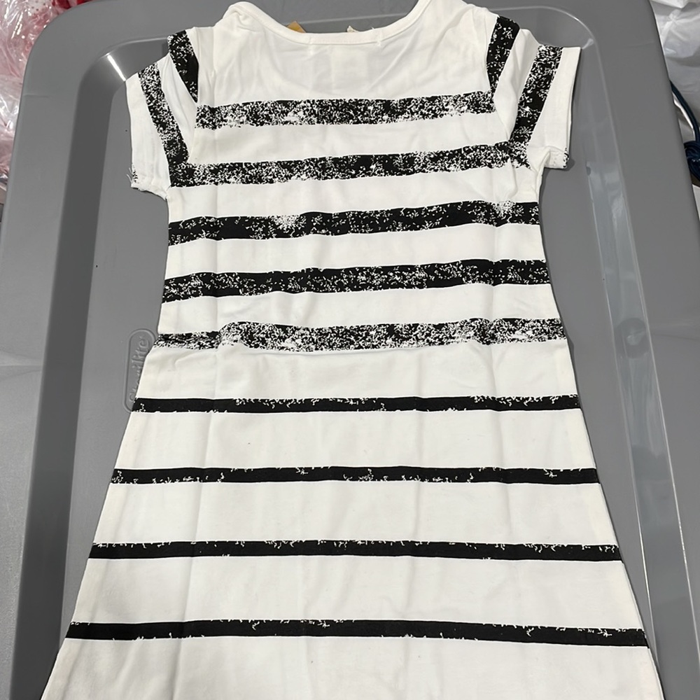 NWT Deux par Deux Girls Cotton Pink Hearts Striped Short Sleeves Dress - Picture 5 of 5